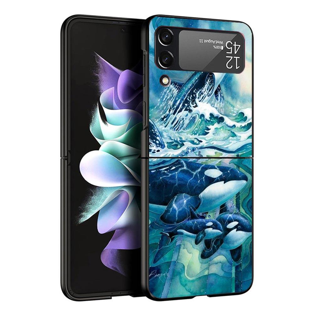 

Sea Orcinus Orca Phone Case For Samsung Z Flip 6 5 4 3 Galaxy ZFlip6 5G Flip5 Flip4 Black Hard Camera Protective Cover Galaxy ZFlip6 5G