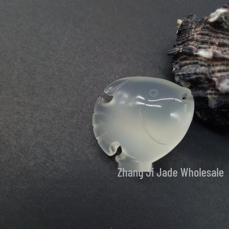 Ice-Kind White Chalcedony Small Fish Pendant - DIY Jewelry Accessory