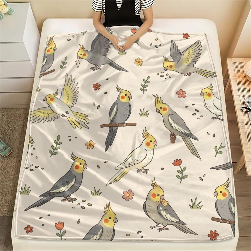 1PC Cute Parrot Print Flannel Blanket, High Quality All Seasons, Home Decor, Warmth and Comfort, Perfect for Christmas Gifts