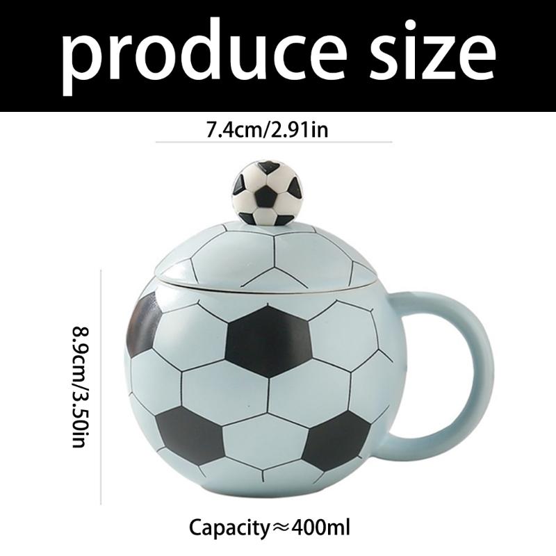 Funny Football Shape Drinking Mug 14oz Ceramic Cup with Lid Cover For Hot Cold Beverages And Display