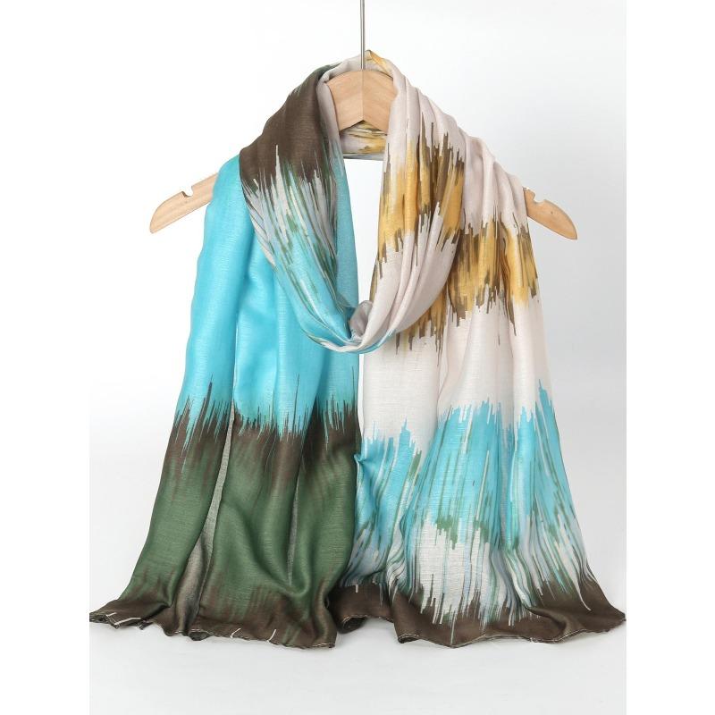 Watercolor Tie-Dye Scarf Shawl Travel With Polyester Long Scarf Turkey Middle East Headscarf
