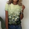 Fresh and Natural Style Women's T-shirt Daisy Flower Sea Print Daily Versatile Short Sleeved Top
