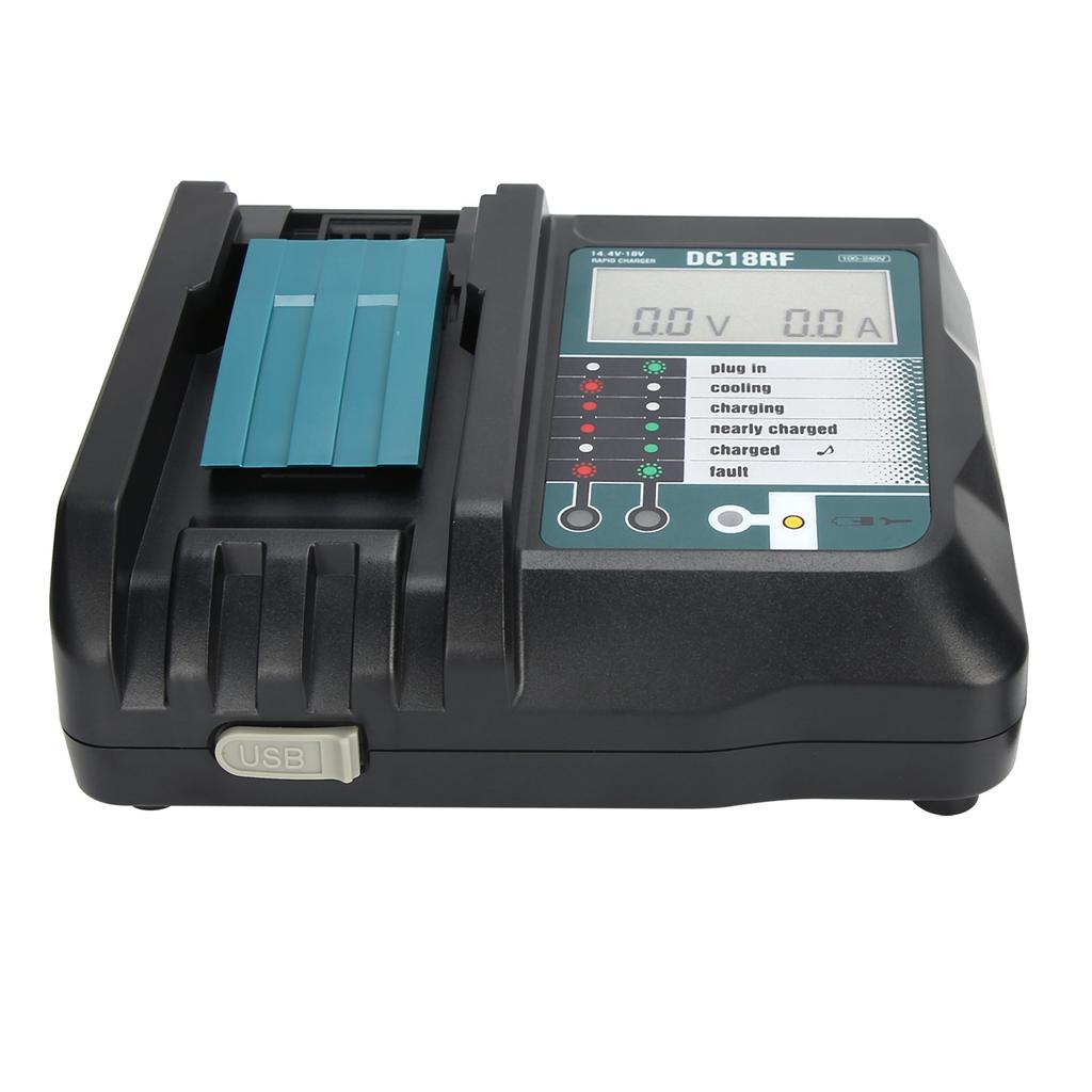 DC18RF Charger with Screen USB Interface Fit for Makita 14V/18V Lithium Battery
