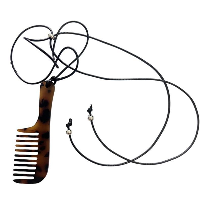 

Acetate Leopard Pattern Comb Long Necklace Multifunctional Fashion Sweater Chain Adjustable Choker Stylish Accessories 1