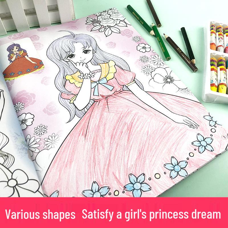 Princess Dress-Up Coloring Book for Girls Ages 3-10