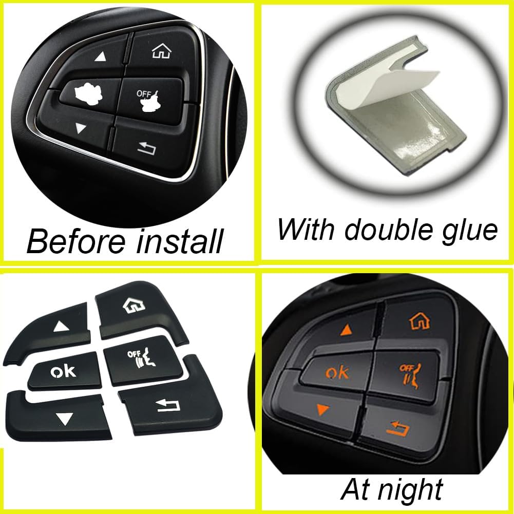 Black Car Steering Wheel Button Switch Trim Cover Sticker Compatible with Mercedes Benz C GLC V Class W205 X253 W447