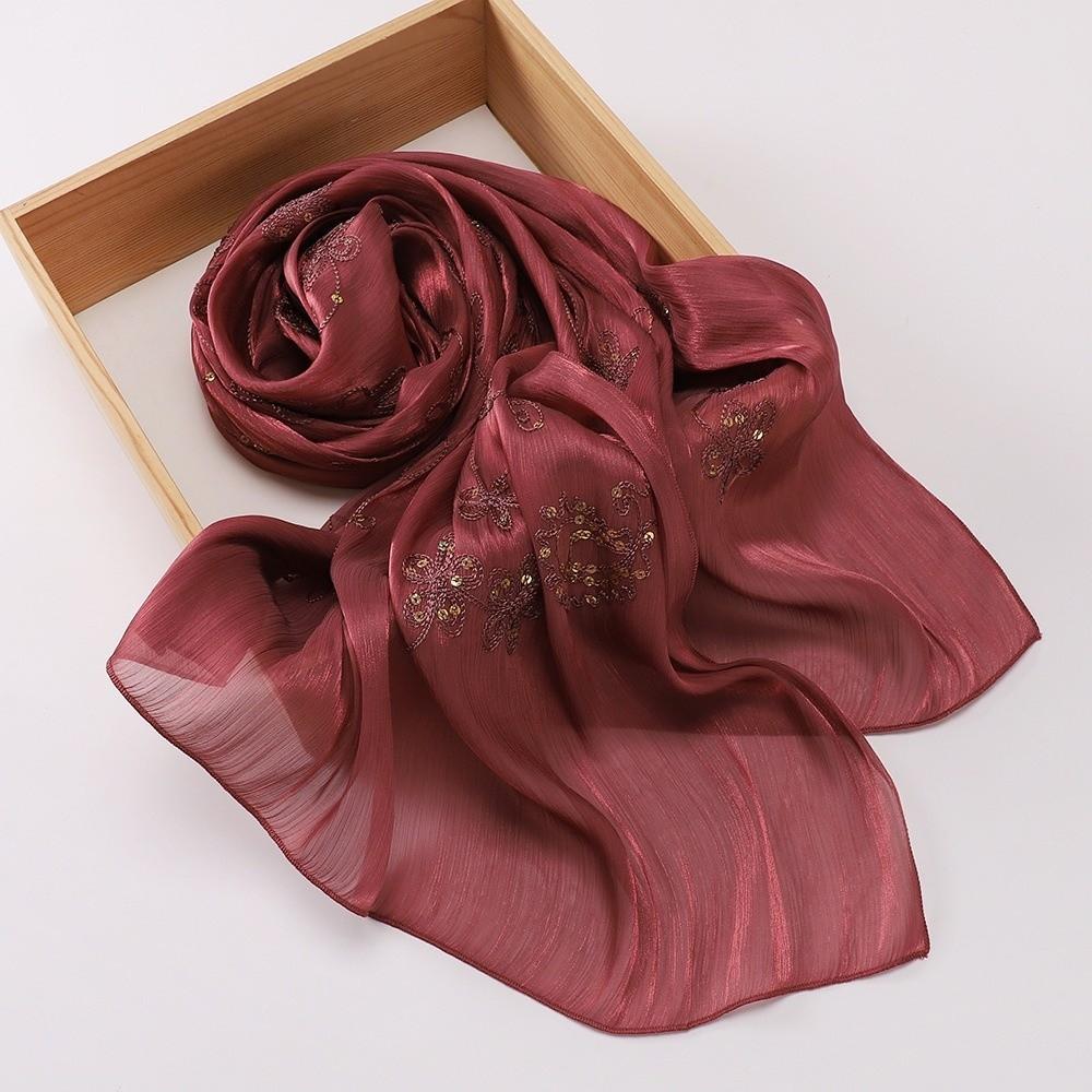 Shimmer Glitter Glitter Chiffon Shawl Elegant Pleated Glitter Shawl Flowy Hijab Shawl  for Women