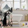 Cartoon Black Cat Shower Curtain Retro Pink Cherry Blossom Wild Flowers Bathroom Curtain Kids Teens Adults Cute Animal Vintage