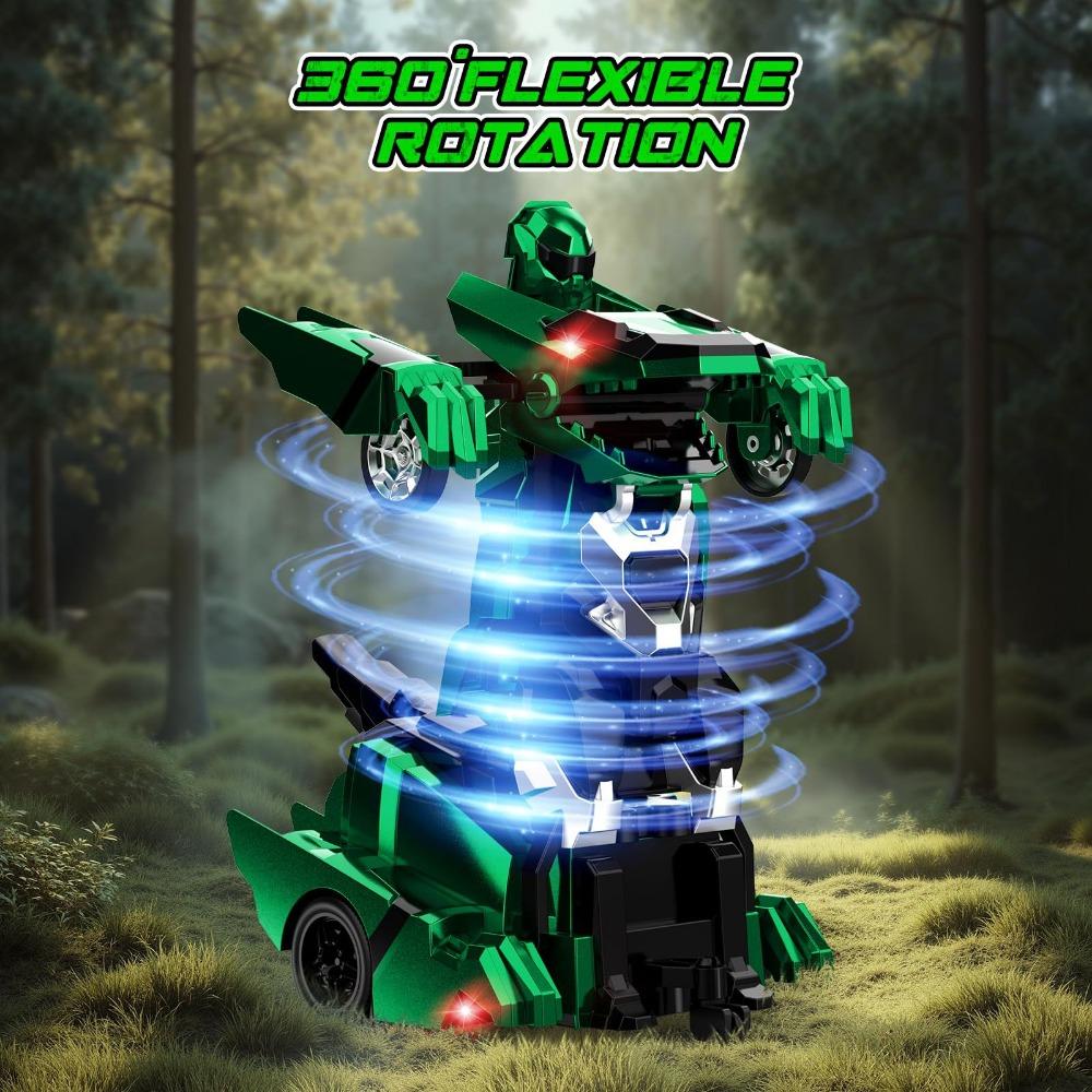 Dinosaur Deformation Remote Control Car 2.4G One-button Variable Battle Robot Walking Upright Children's Toy/4 Colors
