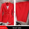 Women's Rose Red Elegant Three-Piece Suit: Spring/Fall Long Sleeve Jacket.
