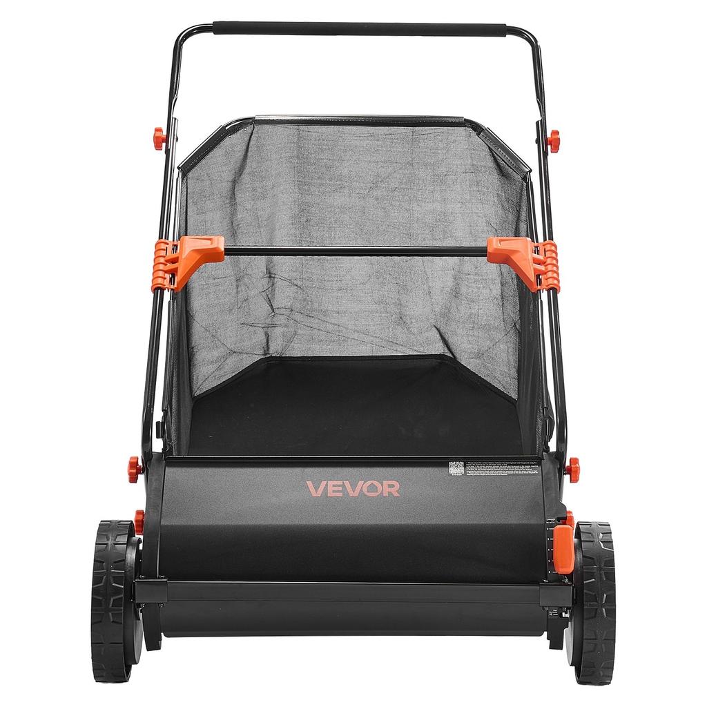 Push Lawn Sweeper, 66 cm Leaf & Grass Collector with 7 cu. ft. Hopper Bag, Adjustable Brush Height & Spinning Brushes, Heavy Duty Yard Sweeper with