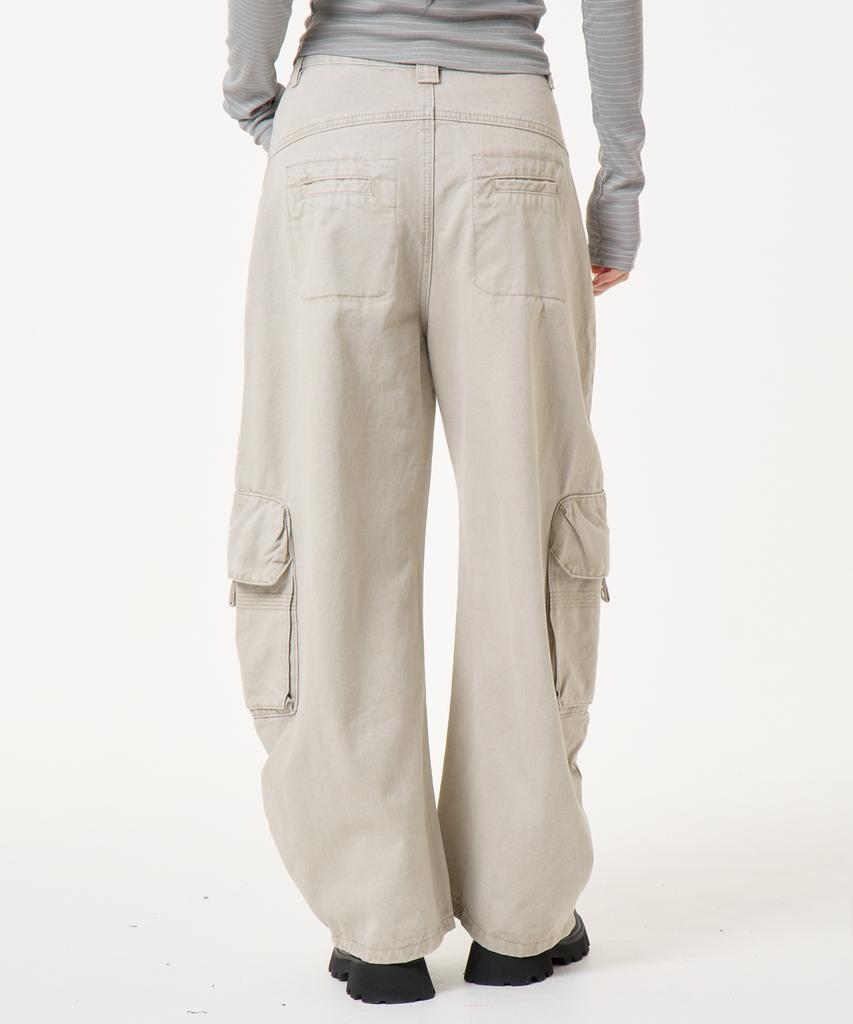 UNKNOWN PLANET Curved Cargo Cotton Pants Beige