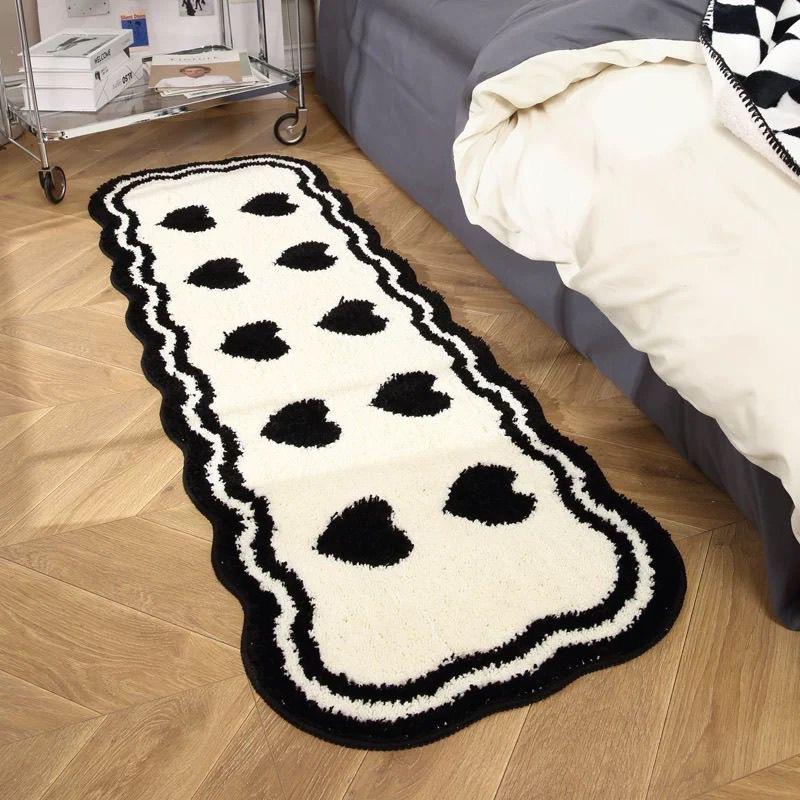 

1pcs Black and White Minimalist Style Bedroom Bedside Carpet Living Room Bay Window Sofa Coffee Table Mats Thickened Anti Slip Bathroom Floor Mat 40*60CM