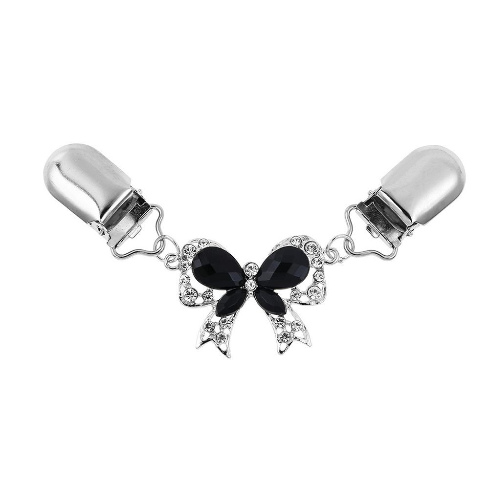 Rhinestone Clothing Metal Holder Sweater Shawl Clips Duck-mouth Plated Clasps Cardigan Collar Clip Butterfly Bow Brooches