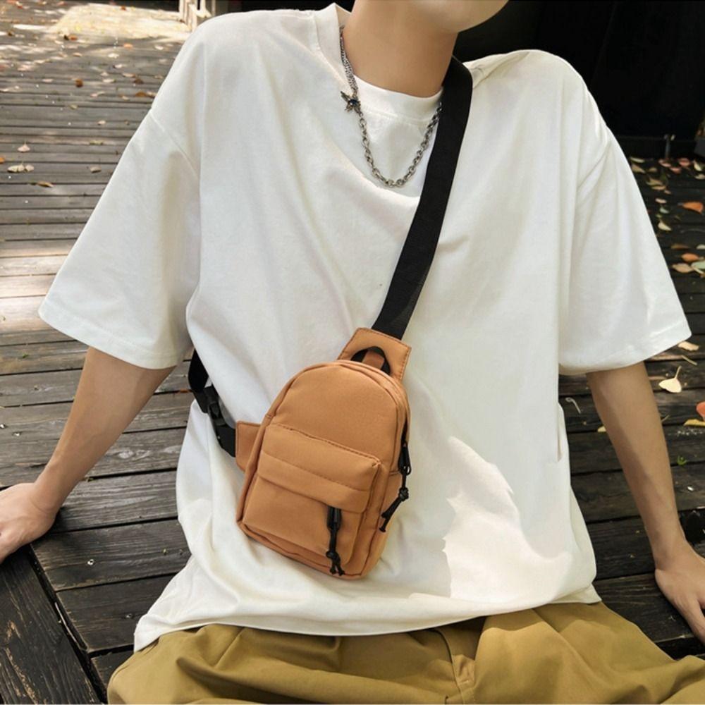 Solid Color Sport Chest Bag Nylon Shoulder Bag Leisure Men Crossbody Bag  Fitness