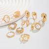 11Pcs/Set Fashion Gold Color Pearl Geometric Open Rings for Women Exaggerated Metal Irregular Adjustable Ring Set Jewelry Gifts