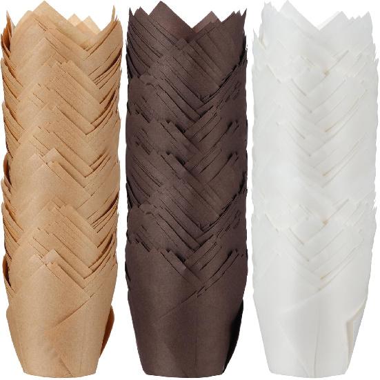 Yaomiao 600 Pcs Tulip Cupcake Liners Greaseproof Paper Tulip Muffin Liners Baking Cups Baking Tulip Wrappers Muffin Liners Holders for Weddings