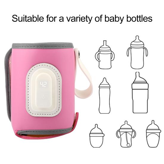 Baby Bottle Warmer Rechargeable Portable Type-C Charging Temperature Adjustable with LED