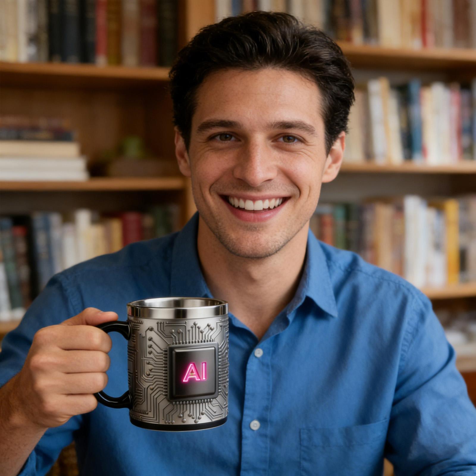 

Funny Coffee Mug 12oz Stainless Steel Resin Heat Preservation Technology-Themed Chip Design Coffee Beer Cup Lightweight Portable Tech Fan Gift Mug One Size