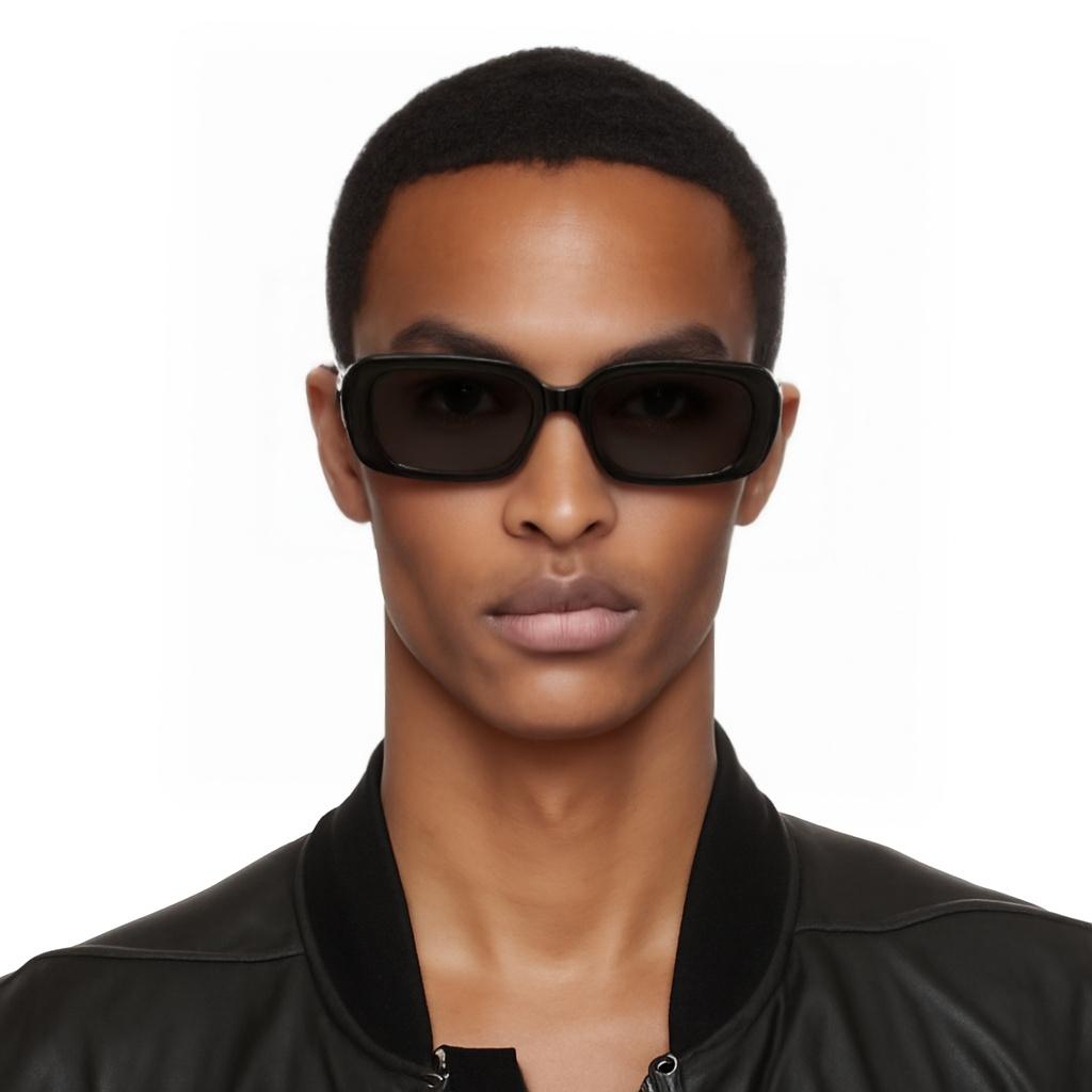 Gentle Monster Logo Engraved Rectangular Sunglasses Men Sunglasses Black MELROSE01
