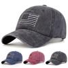 Washed vintage letter baseball cap versatile for men and women, American flag pure cotton hat