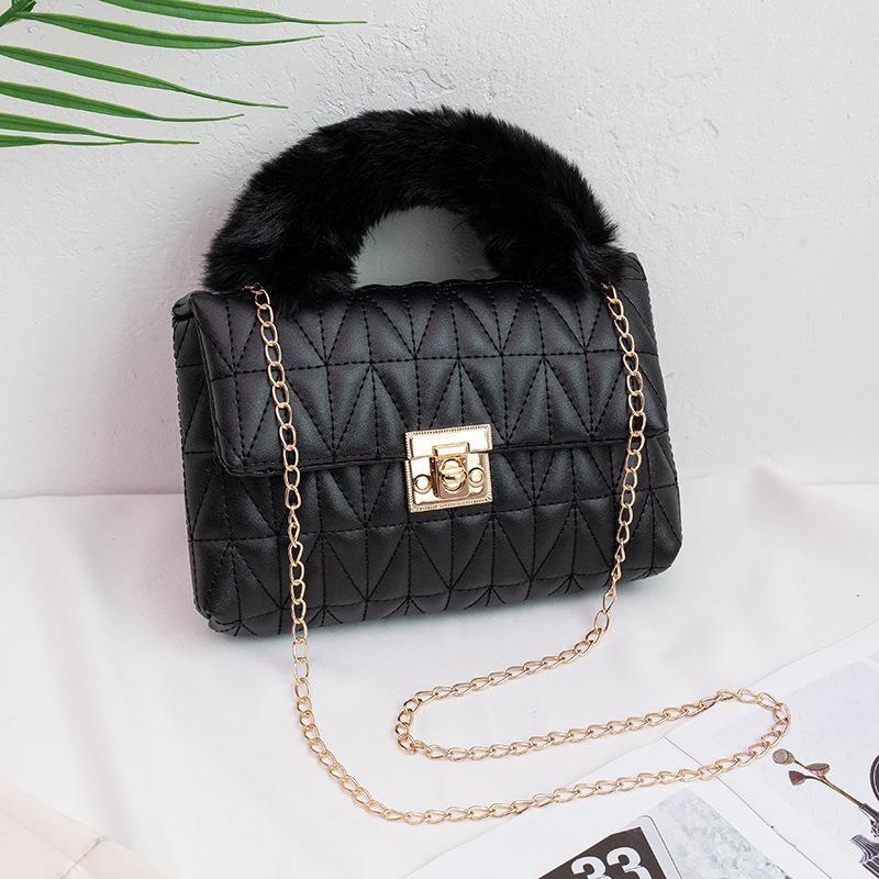 Plush Portable Small Square Bag, Fresh, Sweet and Fashionable Small Handbag.