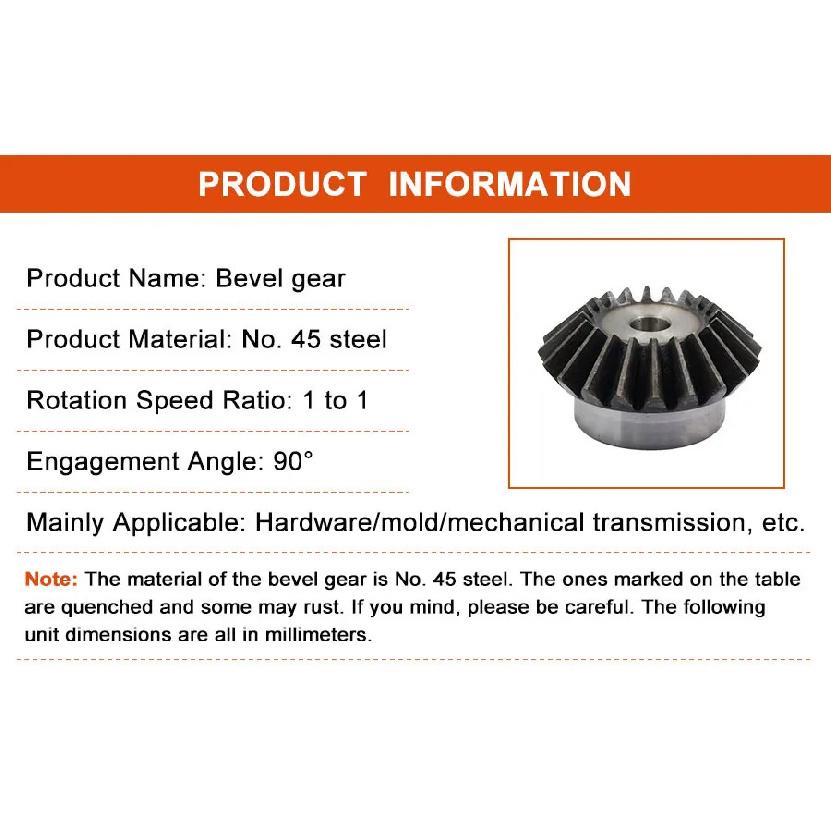 Bevel Gear 2M 30 Tooth Hole 12/14/15/16/17/18/20/22/24/25/28 Standard Hole 45 Steel Tooth Surface Quenching Screw Hole Fixed