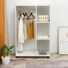 Open Wardrobe On Wheels Bedroom Wardrobe With Clothes Hanging Rail 3 Storage Shelves Mobile Garment Rack For Cloakroom Hallway White