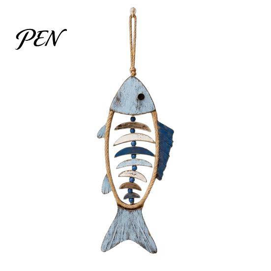 Wear Resistant Courtyard Pendant Wooden Fish Wall Hanging With/Without LED Light, Nautical Decor, Coastal Theme Fishbone Durable Fine Craftsmanship