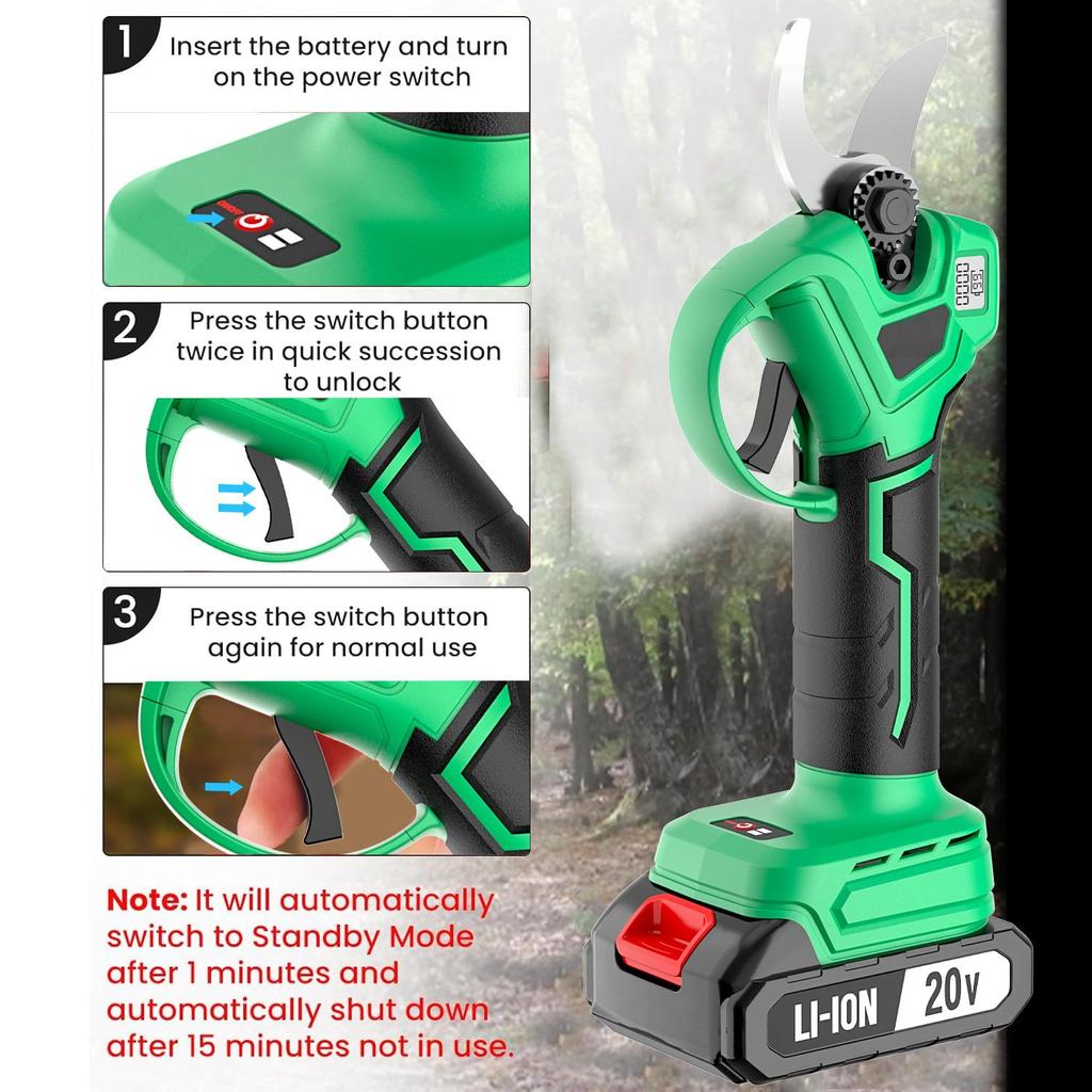 20V Cordless Pruner Electric Scissors with Brushless Motor  Power Garden Tools for Efficient Wood Cutting
