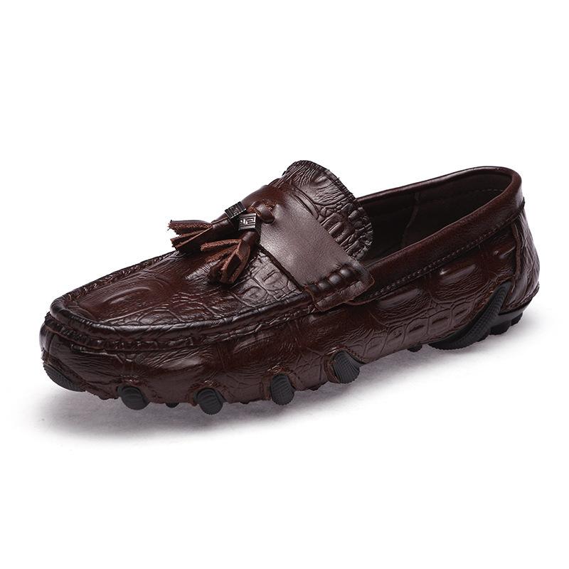 Spring, summer and autumn Doudou shoes large size octopus casual lazy shoes crocodile pattern leather shoes