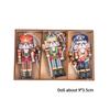 9pcs Walnut Soldier Wooden Pendant Creative Color Print Xmas Tree Hanging Ornament New Year Party Supplies Christmas Decorations