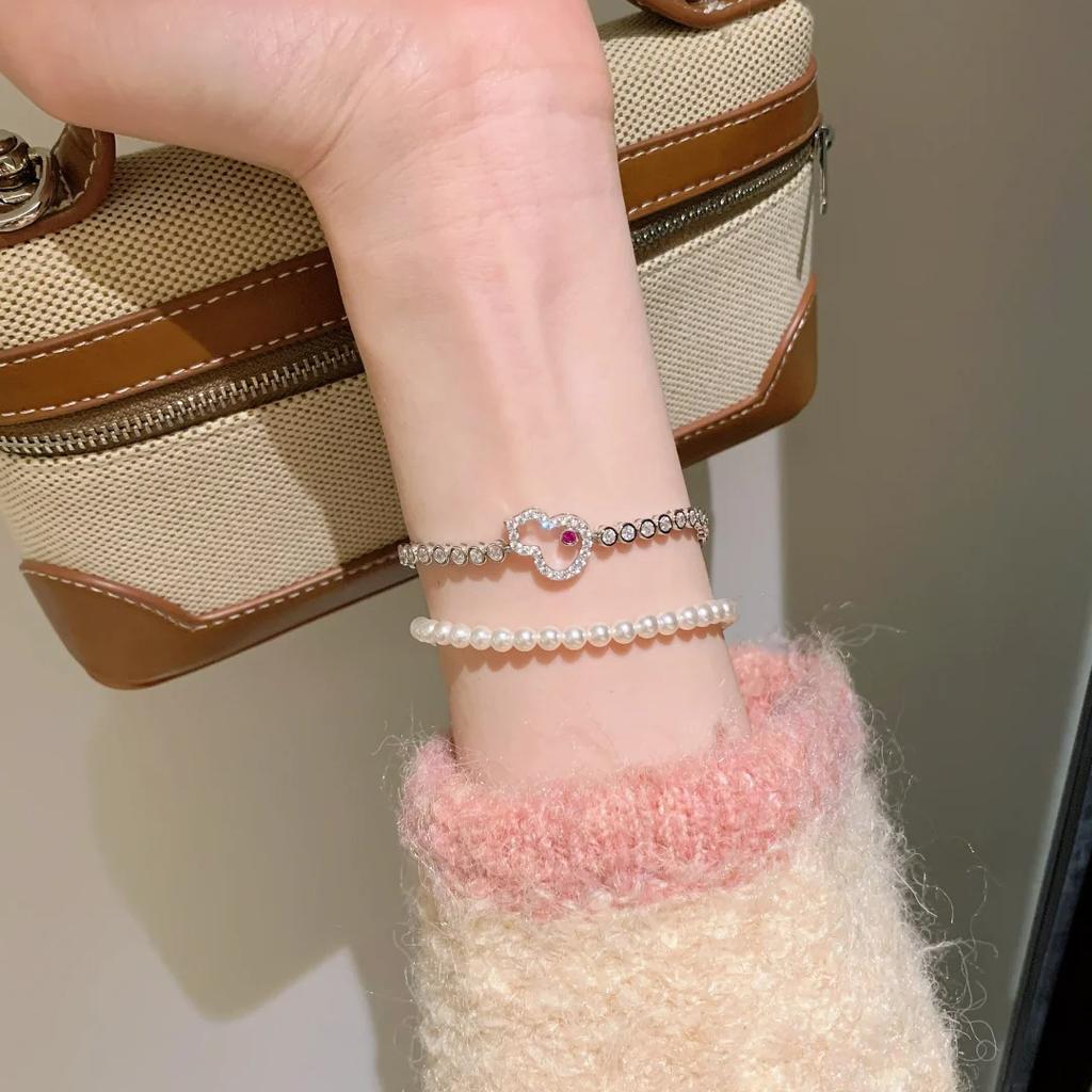 Bracelet Gourd Bubble Row Diamant Tempérament Mode Femme Luxe Léger Haut de Gamme Bijoux de Main Niche Exquis Corindon