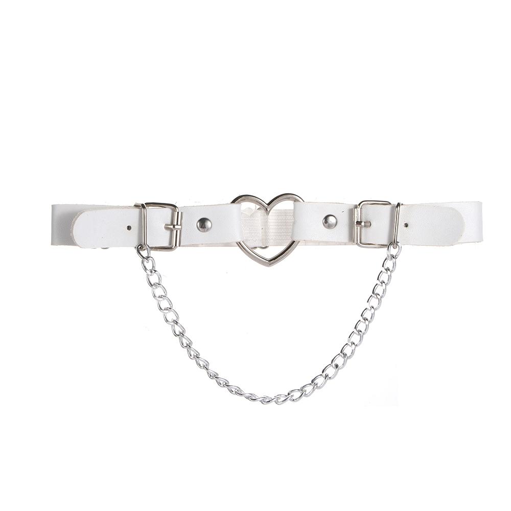 Punk Thigh Ring Leg Harness Chain Heart Garter Belt PU Leather Women Suspenders Fashion Accessories