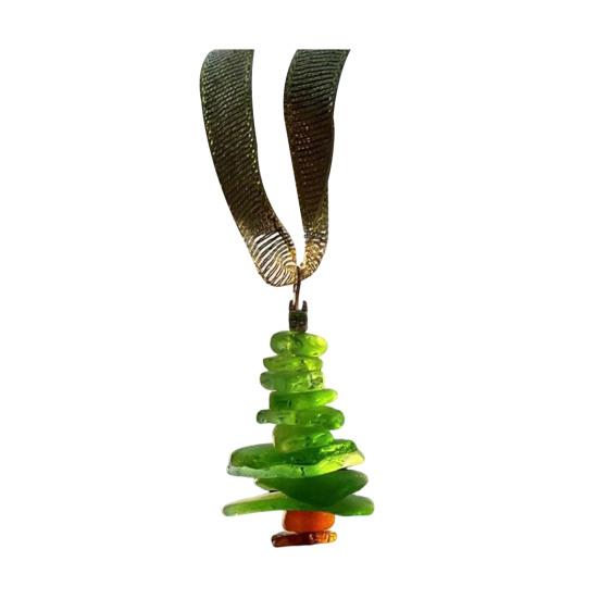 Sea Glass Christmas Tree Ornament Sea Glass Tree Resin Craft Ocean Beach Xmas Hanging Ornament for Home Collection Holiday Decoration