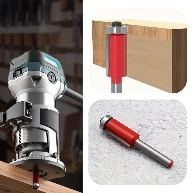 4pcs Durable Carbide Steel Router Bits with Red Anti Corrosion Layer DIY Craft Tool for Efficient Wood and Craftworks