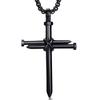 1PC Steel Nail Shaped Cross Pendant Necklace for Boys, Black/Golden/coppery Finish