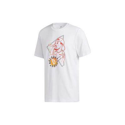 Dame Social Cartoon Print Basketball Short Sleeve T-Shirt Men Tops White GI8891