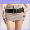 Gothic Punk Fashion Belt With Double Stitch And Metal Nail Details For Trendy Casual Outfits