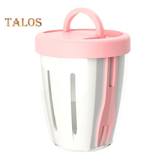 Двухслойный салатник переносной контейнер для фруктов с вилкой герметичная герметичная коробка для еды для пикника на открытом воздухе и путешествий розовый 625₽