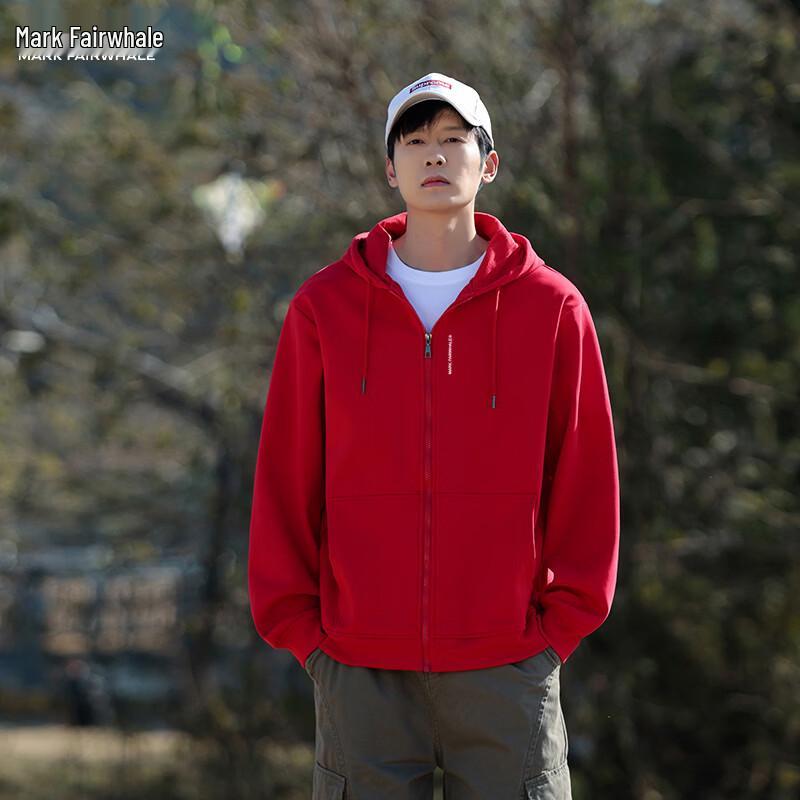 MARK FAIRWHALE Fleece-Lined Hooded Zipper Sweatshirt