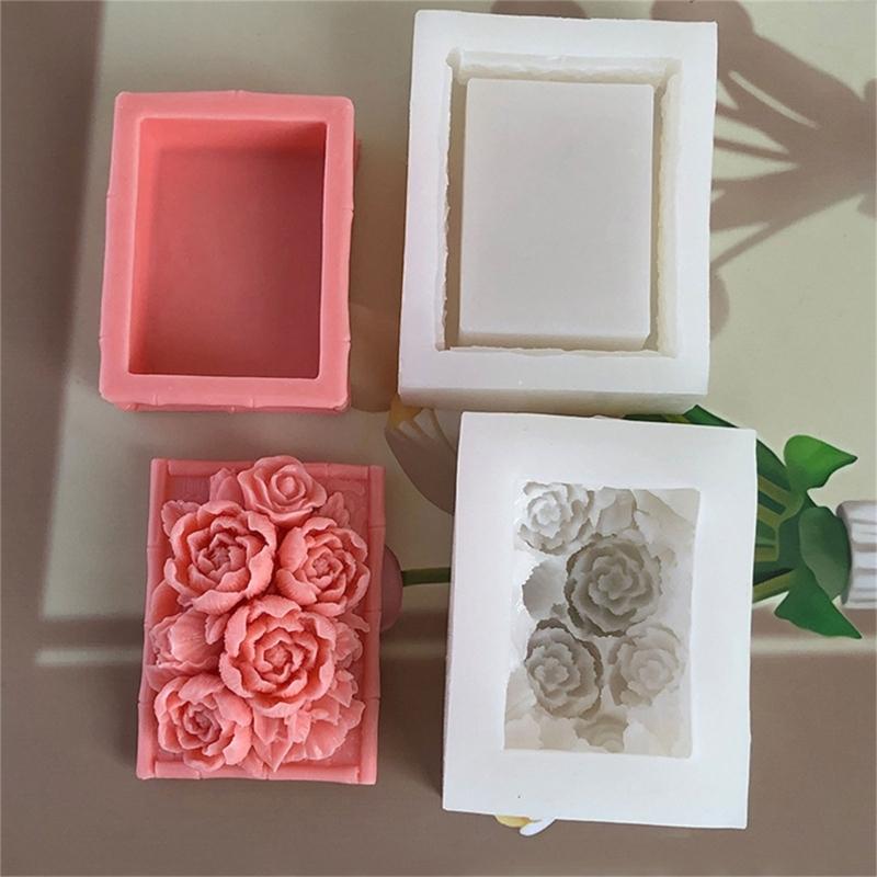 Schmuckaufbewahrungsbox Silikonformen Pfingstrosen-Schmuckbox Harzformen Ringbehälter Gießform für DIY-Kunstdekoration