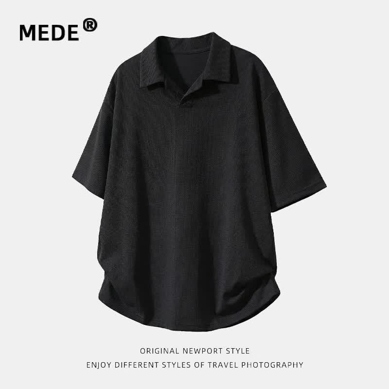MEDE Men s Solid Loose Fit Polo T-Shirt XL