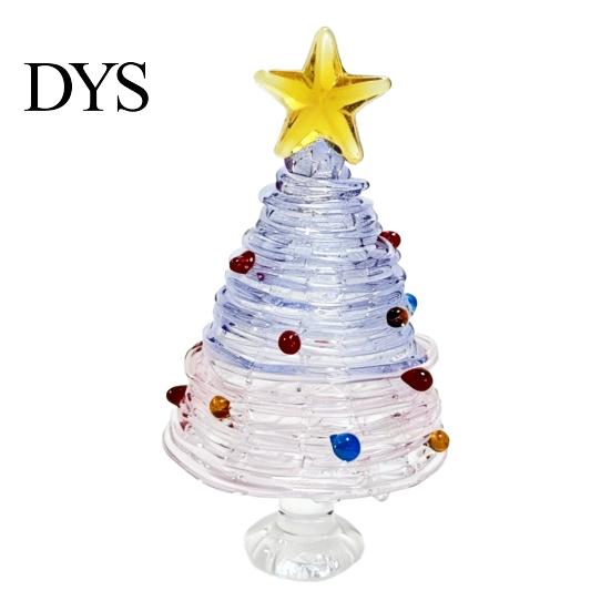 Desktop Festive Art Craft Glazed Christmas Tree Figurine, Colorful Miniature Xmas Decor, Handcrafted Small Decorative for Windowsill Glass Table