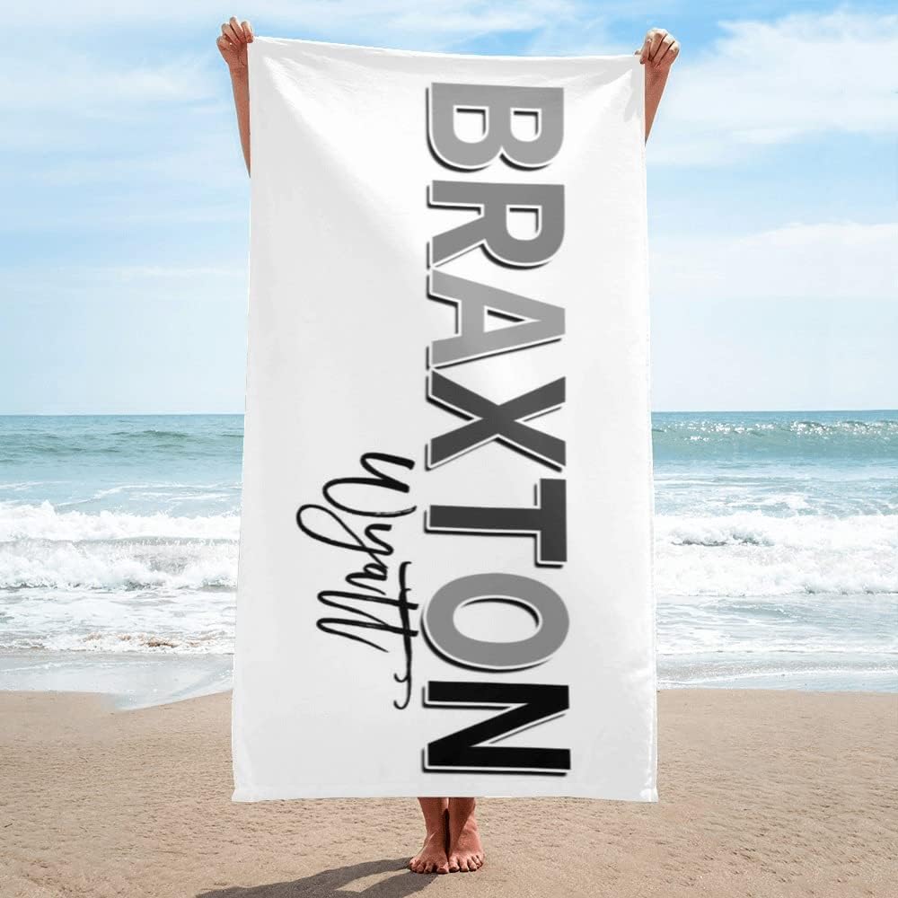 Personalized Beach Towel Custom Name Beach Towel Soft Absorbent Customized Bath Towel for Kids Adults Couples Friends Bridesmaid