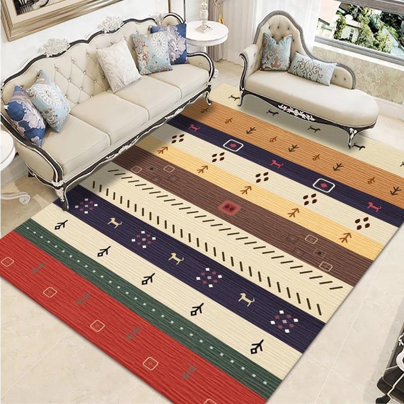 Retro Ethnic Style European-style Living Room Carpet Bohemian Non-slip Coffee Table Carpet Household Easy-to-take Crystal Velvet Carpet