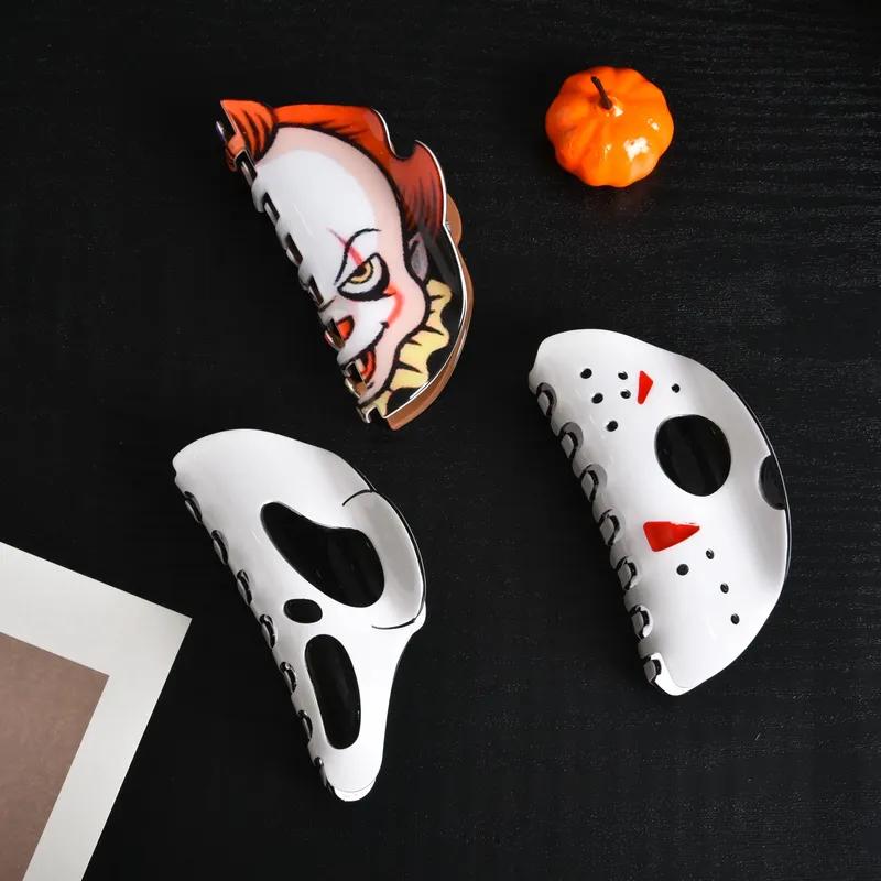 2025 NEW Horror Series Ghost Face Clown Hair Claw Halloween Acrylic Claw Clips INS Trendy Hair Clips for Women Hair Accessories