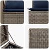 Sofa Set 5 Pieces Gray and Navy Blue Poly Rattan and Steel