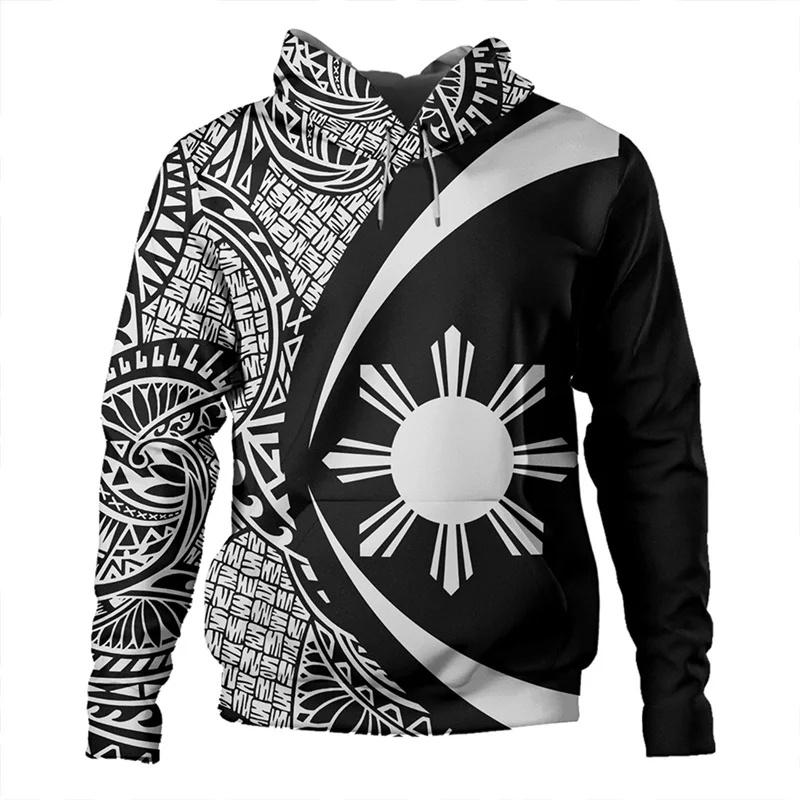 

Філіппіни, філіппінці, полінезійські татуювання Lapu Lapu Sun Tribal 3D-друковані толстовки для чоловіків, дитячі модні пуловери з капюшоном L