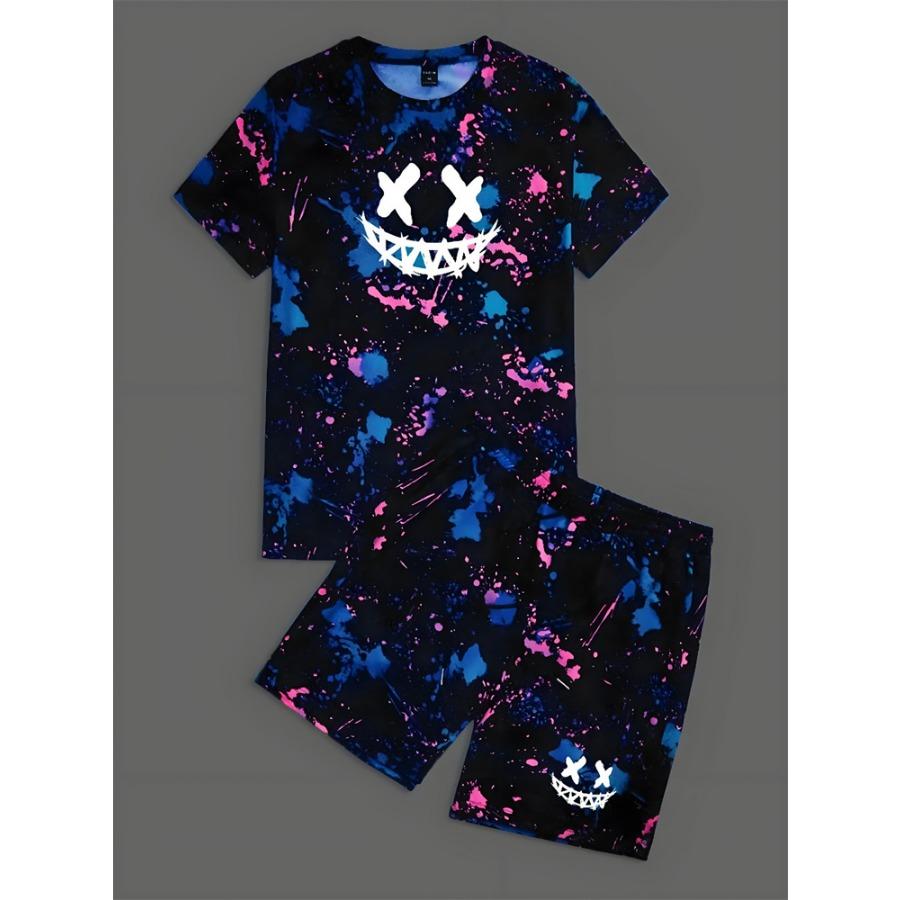 Two-piece Milano Print Men's Set Summer Casual Everyday Men's Short-sleeved T-shirt Outdoor Street Men Fashion Sports Shorts